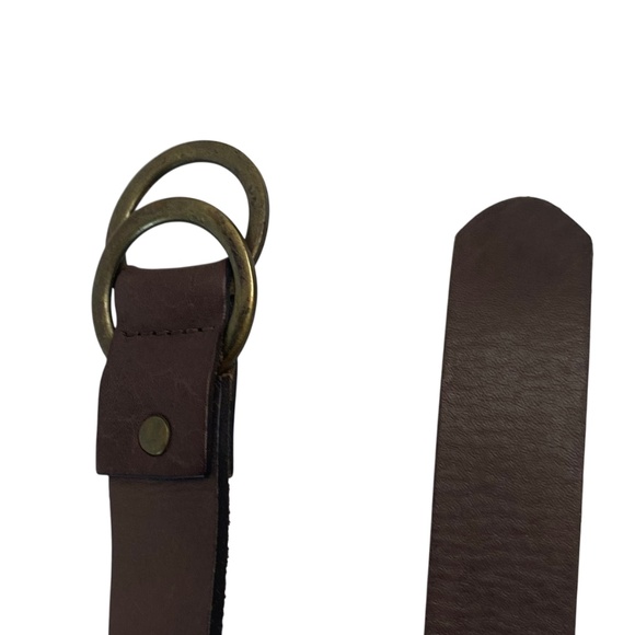 Distressed Leather Generic Double-O-Ring belt in Vintage Brown Size 30 - Picture 4 of 6